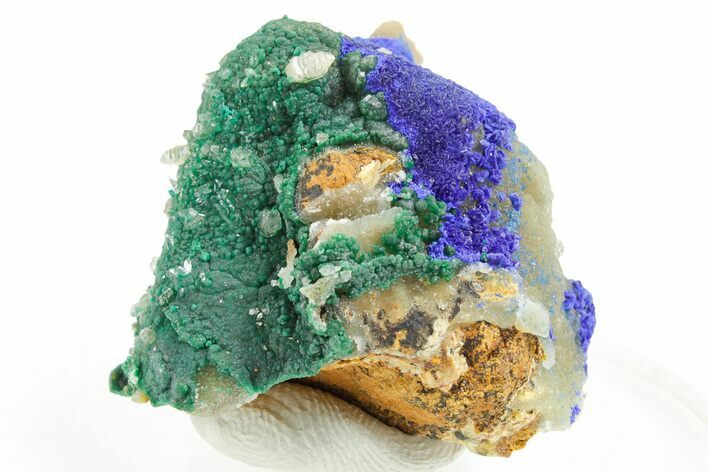Sparkling Blue Azurite & Malachite on Smithsonite - Congo #366035